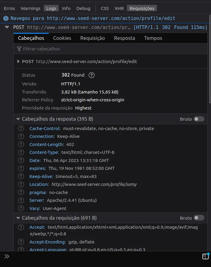 Olhando essas requisições mais de perto, podemos ver o cabeçalho e o corpo da requisição